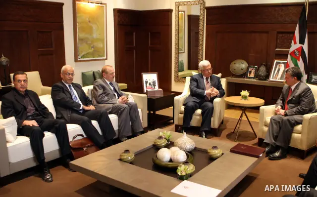 Palestinian President Mahmoud Abbas during his meeting with the King of Jordan, Abdullah in Amman on Oct. 3,2010. Photo by Thaer Ganaim