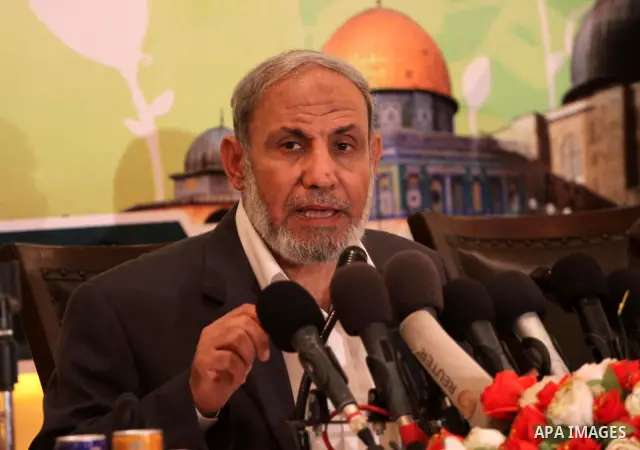 A Palestinian Hamas leader, Mahmoud al-Zahar delivers speech during a press conference in Gaza city about the latest political situations on Oct. 4.2010. Photo by Mohammed Asad