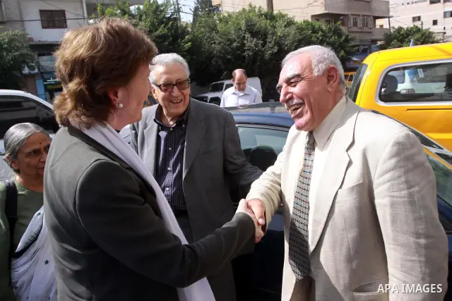 Former Irish president Mary Robinson during her visit to Gaza Strip , on 16 October 2010. US president Jimmy Carter and the delegation known as The Elders, which includes former Irish president Mary Robinson and former U...