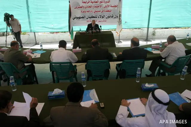 Palestinian Legislative Council members take part during the meeting in Gaza City on Oct. 19,2010 . Photo by Mohammed Asad