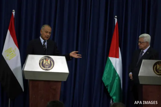 Egyptian Foreign Minister Ahmed Aboul Gheit speaks during a joint press conference with Palestinian President Mahmoud Abbas, in the West Bank city of Ramallah, Thursday, Oct. 28, 2010. Egypt's foreign minister says there...