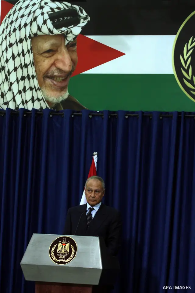 Palestinian President Mahmoud Abbas speaks during a joint press conference with Egyptian Foreign Minister Ahmed Aboul Gheit, in the West Bank city of Ramallah, Thursday, Oct. 28, 2010. Egypt's foreign minister says there...
