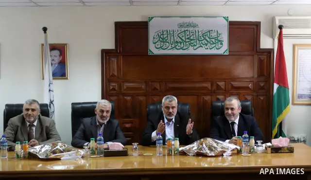 Palestinian Prime Minister in Gaza Strip , Ismail Haniyeh during a visit to courts complex , in Gaza City on Oct. 31,2010 . Photo by Mohammed Asad