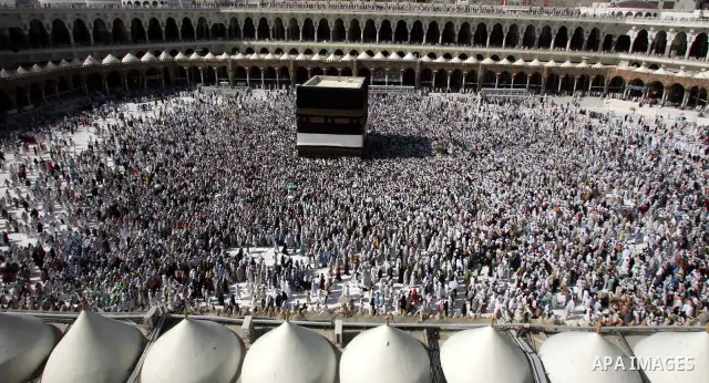 Muslim pilgrims move around the Kaaba inside the Grand Mosque during the annual Hajj in Mecca, Saudi Arabia, Nov 7, 2010. Some 2.5 million Muslims from more than 160 countries converge annually on the Islamic cities of M...