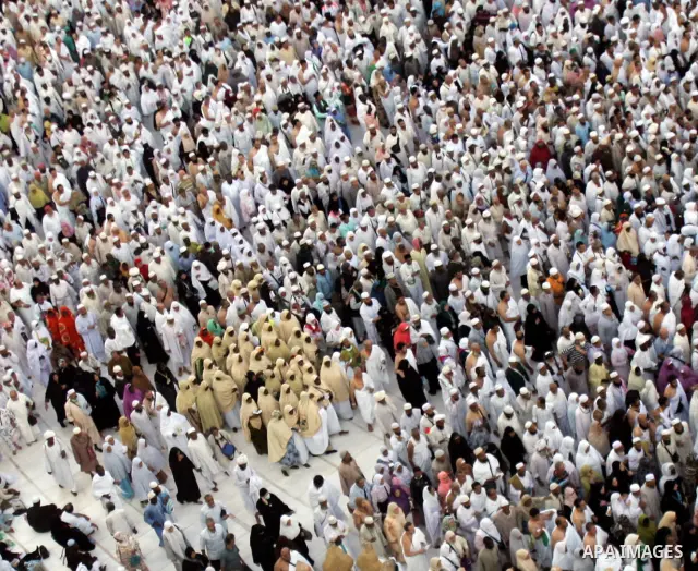 Muslim pilgrims move around the Kaaba inside the Grand Mosque during the annual Hajj in Mecca, Saudi Arabia, Nov 10, 2010. Some 2.5 million Muslims from more than 160 countries converge annually on the Islamic cities of...