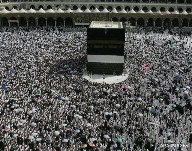 Muslim pilgrims move around the Kaaba inside the Grand Mosque during the annual Hajj in Mecca, Saudi Arabia, Nov 14, 2010. Some 2.5 million Muslims from more than 160 countries converge annually on the Islamic cities of...