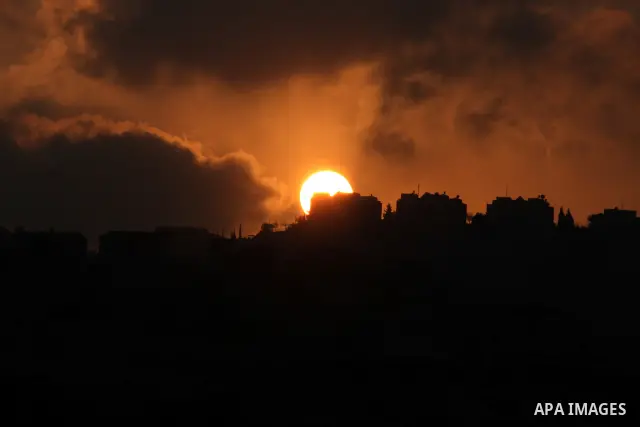General veiw to the sunset in the West Bank city of Ramallah, Sunday, Nov. 21, 2010. Photo by Issam Rimawi