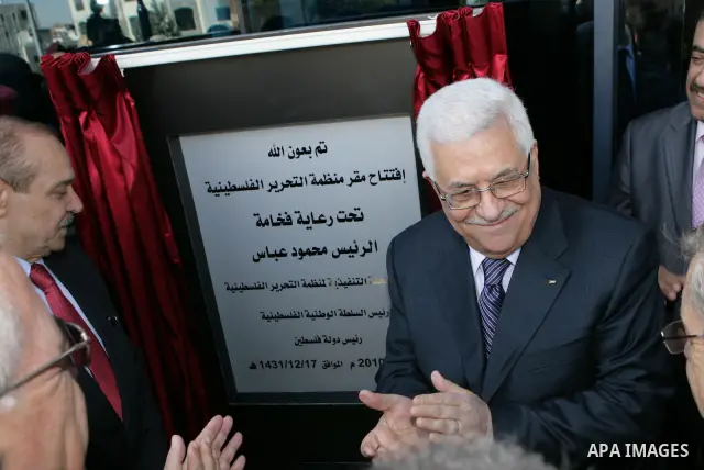 Palestinian President Mahmoud Abbas (Abu Mazen) during the opening of the temporary headquarters of the Palestine Liberation Organization in the West Bank city of Ramallah on Nov. 23,2010. Photo by Thaer Ganaim
