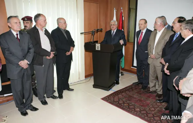 Palestinian President Mahmoud Abbas (Abu Mazen) during the opening of the temporary headquarters of the Palestine Liberation Organization in the West Bank city of Ramallah on Nov. 23,2010. Photo by Thaer Ganaim