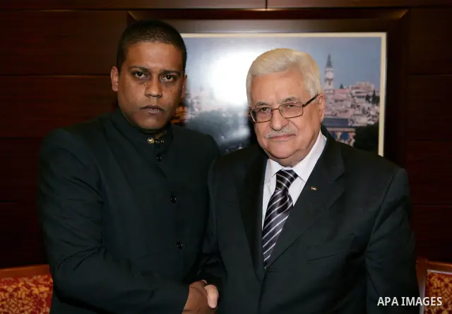 Palestinian President Mahmoud Abbas (Abu Mazen) during a meeting with the new Representative of Venezuela to the Palestinian Authority, Mr. Luis Fernandez ,in the West Bank City of Ramallah on Nov. 29,2010. Photo by Thae...