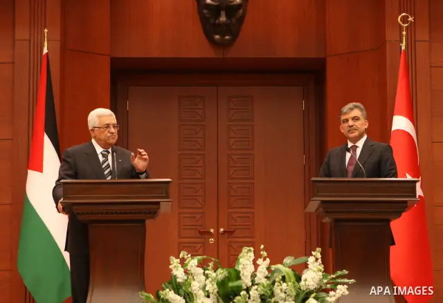 Palestinian President Mahmoud Abbas (Abu Mazen) during a meeting with Turkish President Abdullah Gul in Ankara on Dec. 6,2010. Photo by Thaer Ganaim