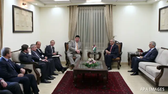 Palestinian Prime Minister, Salam Fayyad during his meeting a delegation from the Union of the Russian Federal Assembly (Parliament of the Russian Federation), in the West Bank City of Ramallah on Dec. 18,2010. Photo by...