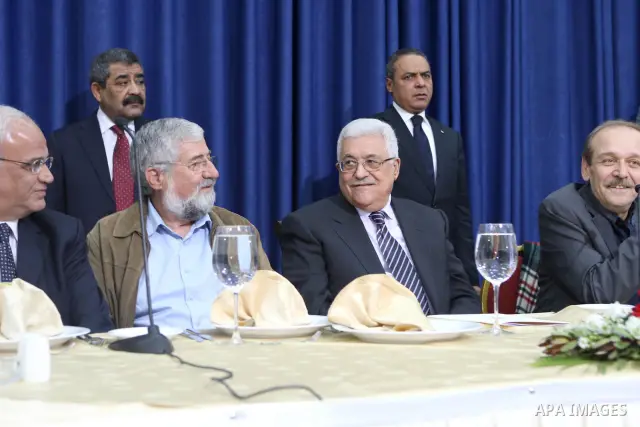 Palestinian President Mahmoud Abbas (Abu Mazen) during a meeting with the delegation of the Israeli-Palestinian Peace Coalition, in the West Bank City of Ramallah on Dec. 19,2010. Photo by Thaer Ganaim