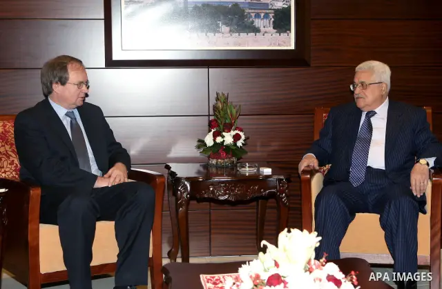 Palestinian President Mahmoud Abbas (Abu Mazen) meets with the representative of the European Union to the Palestinian Authority, Christian Berger in the West Bank city of Ramallah on Dec. 22,2010. Photo by Thaer Ganaim