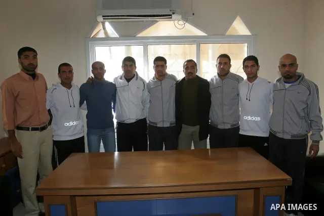 Members of Palestinian team who participate in Oman champion as they honor, in Gaza City on Dec. 23,2010. Photo by Mohammed Asad