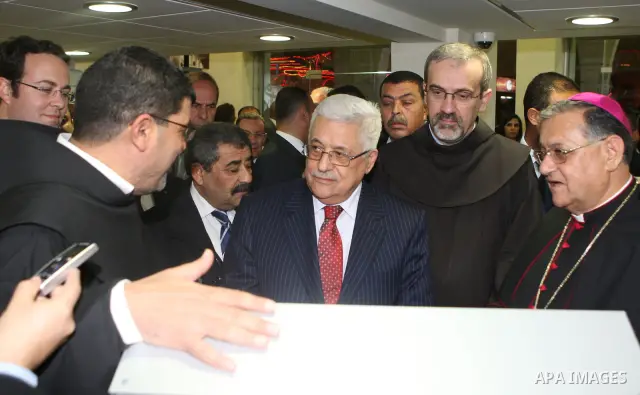 Palestinian President Mahmoud Abbas (Abu Mazen) during the opening of the tourist information center, in the West Bank City of Bethlehem on Dec. 24,2010. Photo by Thaer Ganaim