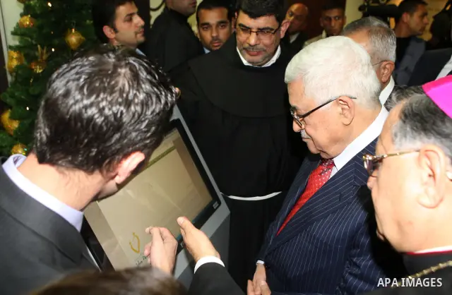 Palestinian President Mahmoud Abbas (Abu Mazen) during the opening of the tourist information center, in the West Bank City of Bethlehem on Dec. 24,2010. Photo by Thaer Ganaim