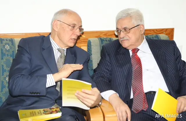 Palestinian President Mahmoud Abbas (Abu Mazen) during a meeting a member of the Brazilian Senate, in the West Bank city of Bethlehem on Dec. 24,2010. Photo by Thaer Ganaim