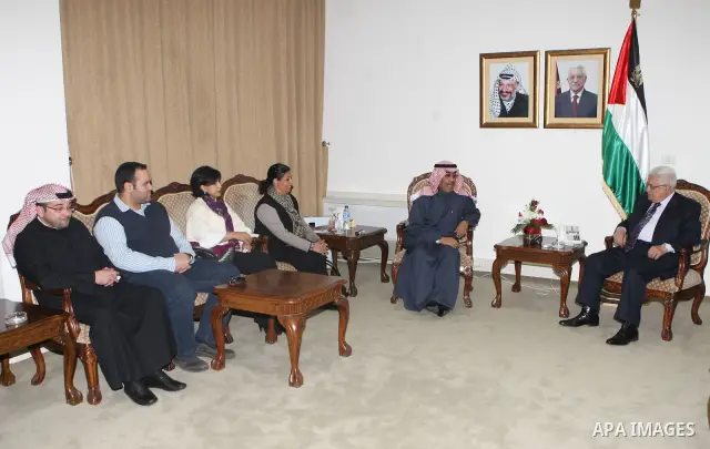 Palestinian President Mahmoud Abbas (Abu Mazen) during a meeting with Kuwaiti media delegation, in the West Bank city of Ramallah on Dec. 26,2010. Photo by Thaer Ganaim
