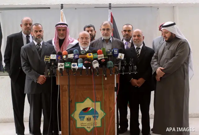 The spokesman of the Palestinian Parliament in Gaza Strip, Ahmed Bahar during a press conference about the results of his tour of several Arab and Islamic countries, in Gaza City on Dec. 29,2010. Photo by Mohammed Asad