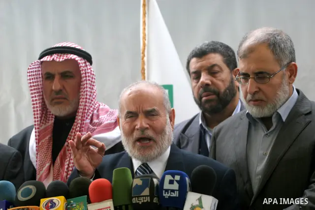 The spokesman of the Palestinian Parliament in Gaza Strip, Ahmed Bahar during a press conference about the results of his tour of several Arab and Islamic countries, in Gaza City on Dec. 29,2010. Photo by Mohammed Asad