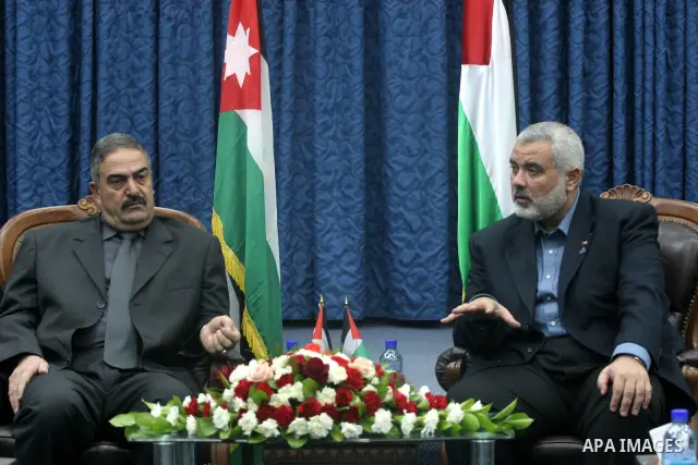 Palestinian Prime Minister in Gaza Strip, Ismail Haniyeh during a meeting with Jordanian delegation at his office in Gaza city on December 30,2010. Photo by Mohammed Asad