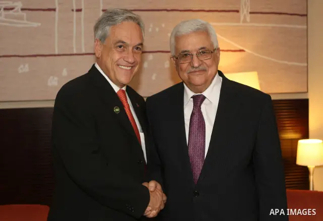 Palestinian President Mahmoud Abbas (Abu Mazen) during a meeting with president of Chile, Sebastian Pinera, In Brasilia on January. 1, 2010. Photo by Thaer Ganaim