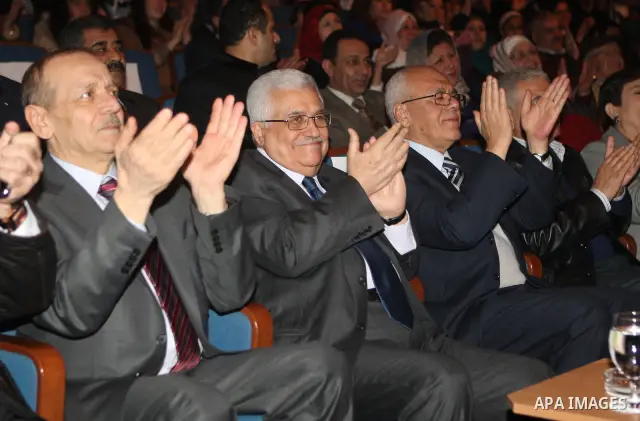 Palestinian President Mahmoud Abbas attends the ceremony organized by Palestine TV, on the occasion of the launch of the Palestinian revolution, in the West Bank City of Ramallah, on Jan. 8, 2011. Photo by Thaer Ganaim