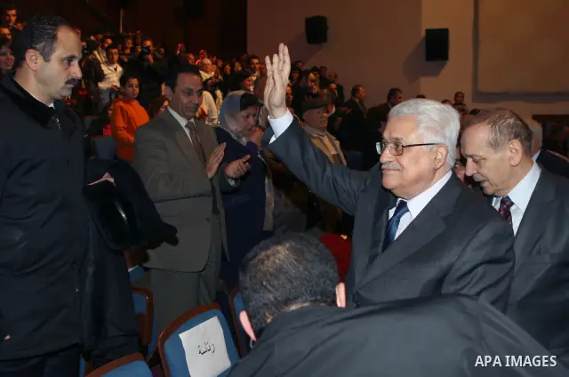 Palestinian President Mahmoud Abbas attends the ceremony organized by Palestine TV, on the occasion of the launch of the Palestinian revolution, in the West Bank City of Ramallah, on Jan. 8, 2011. Photo by Thaer Ganaim