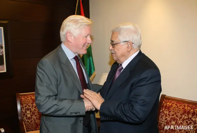 Palestinian President Mahmoud Abbas during a meeting with the Canadian Member of Parliament, Bob Rae, in the West Bank city of Ramallah on Jan. 13, 2011. Photo by Thaer Ganaim