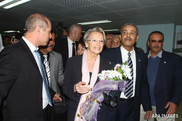 French Foreign Minister Michele Alliot Marie visits al-Quds hospital in Gaza City, on Jan. 21, 2011. A crowd of furious Palestinian protesters tried to block the French foreign minister on her way into the Gaza Strip on...