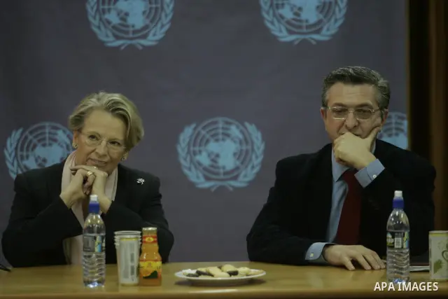 French Foreign Minister Michele Alliot Marie attends a press conference at the U.N. office in Gaza City, on Jan. 21, 2011. A crowd of furious Palestinian protesters tried to block the French foreign minister on her way i...