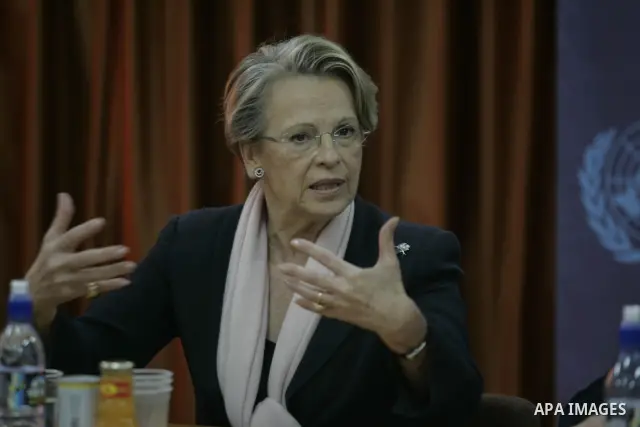 French Foreign Minister Michele Alliot Marie attends a press conference at the U.N. office in Gaza City, on Jan. 21, 2011. A crowd of furious Palestinian protesters tried to block the French foreign minister on her way i...