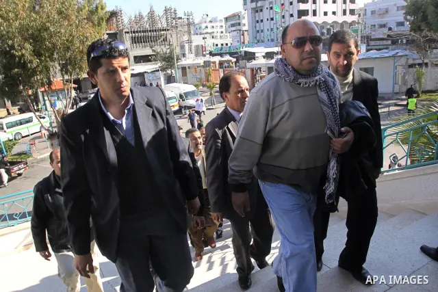 Members of the Libyan convoy " Al-Quds 5 "during a visit to Al-Shifa Hospital, in Gaza City on Jan. 22, 2011. Photo by Mohammed Asad