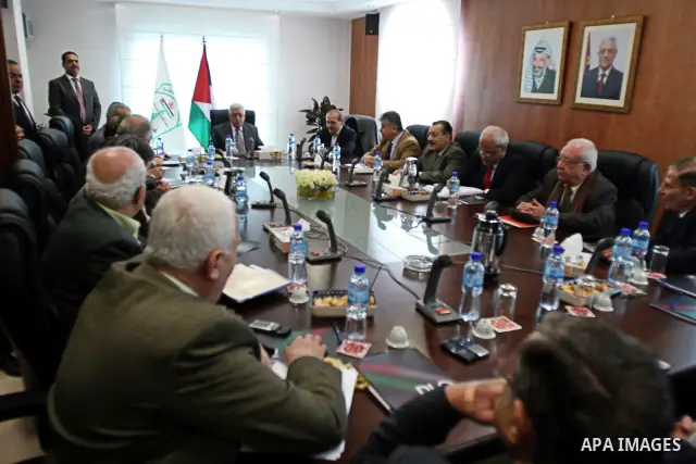 Palestinian President Mahmoud Abbas attends a Palestinian Liberation Organization (PLO) executive committee meeting in the West Bank city of Ramallah, on Jan. 26, 2011. The meeting was to discuss the leaking of documents...