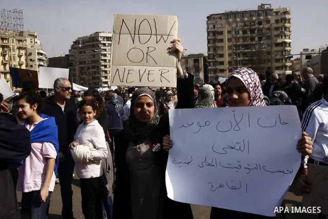 Anti-government protesters demonstrate in Tahrir, or Liberation Square in Cairo, Egypt, Tuesday, Feb. 1, 2011. More than a quarter-million people flooded into the heart of Cairo Tuesday, filling the city's main square in...