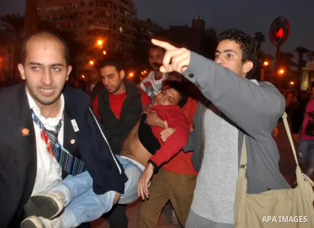 Anti-government protesters demonstrate against president Hosni Mubarak regime in Tahrir, or Liberation Square in Cairo, Egypt, Jan. 25, 2011. Photo by Ahmed Asad