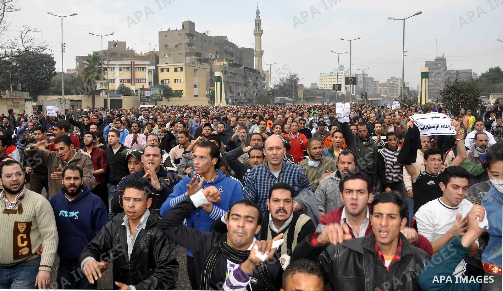 Anti-government protesters demonstrate against president Hosni Mubarak regime in Tahrir, or Liberation Square in Cairo, Egypt, Jan. 28, 2011. Photo by Ahmed Asad
