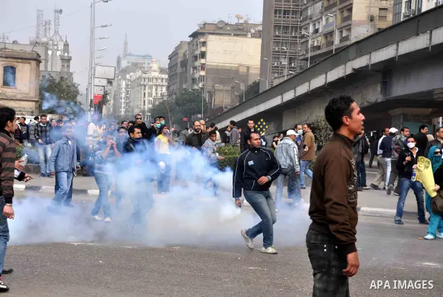 Anti-government protesters demonstrate against president Hosni Mubarak regime in Tahrir, or Liberation Square in Cairo, Egypt, Jan. 28, 2011. Photo by Ahmed Asad