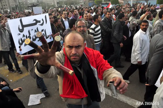 Anti-government protesters demonstrate against president Hosni Mubarak regime in Tahrir, or Liberation Square in Cairo, Egypt, Jan. 30, 2011. Photo by Ahmed Asad