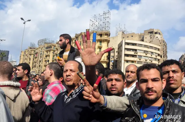 Anti-government protesters demonstrate against president Hosni Mubarak regime in Tahrir, or Liberation Square in Cairo, Egypt, Jan. 30, 2011. Photo by Ahmed Asad