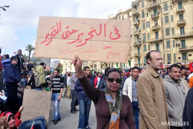 Anti-government protesters demonstrate against president Hosni Mubarak regime in Tahrir, or Liberation Square in Cairo, Egypt, Jan. 31, 2011. Photo by Ahmed Asad