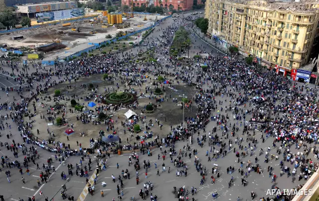 Anti-government protesters demonstrate against president Hosni Mubarak regime in Tahrir, or Liberation Square in Cairo, Egypt, Jan. 31, 2011. Photo by Ahmed Asad