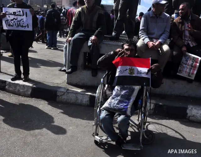 Anti-government protesters demonstrate against president Hosni Mubarak regime in Tahrir, or Liberation Square in Cairo, Egypt, Jan. 31, 2011. Photo by Ahmed Asad