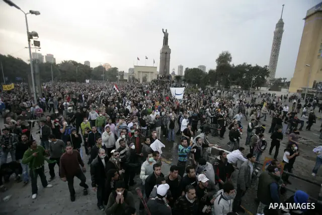 Anti-government protesters demonstrate against president Hosni Mubarak regime in Tahrir, or Liberation Square in Cairo, Egypt, Jan. 29, 2011. Photo by Karam Nasser