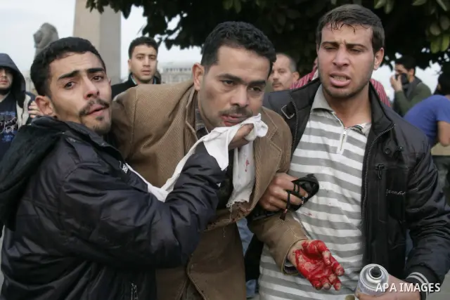 Anti-government protesters demonstrate against president Hosni Mubarak regime in Tahrir, or Liberation Square in Cairo, Egypt, Jan. 29, 2011. Photo by Karam Nasser