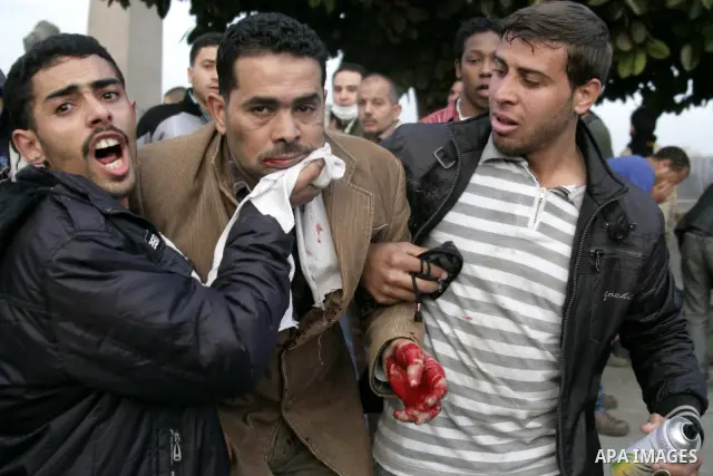 Anti-government protesters demonstrate against president Hosni Mubarak regime in Tahrir, or Liberation Square in Cairo, Egypt, Jan. 29, 2011. Photo by Karam Nasser