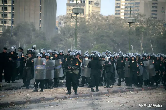 Egyptian policemen fire tear gas canisters towards anti-government protesters during a demonstration against president Hosni Mubarak regime in Tahrir, or Liberation Square in Cairo, Egypt, Jan. 29, 2011. Photo by Karam N...
