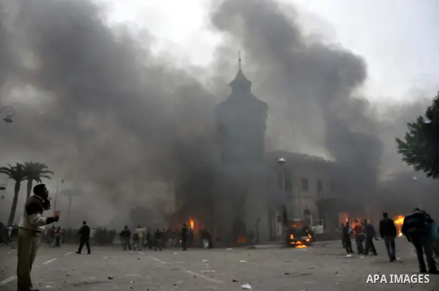 Anti-government demonstrators march in Alexandria, Egypt, Jan. 28, 2011. Egyptian President Hosni Mubarak defied a quarter-million protesters demanding he step down immediately, announcing he would serve out the last mon...