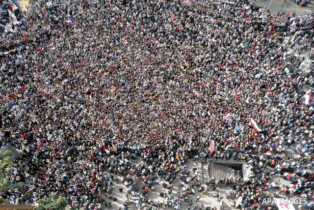 Protestors gather at Tahrir Square, Cairo, Egypt, Feb. 4, 2011. Egyptian minister of Health said Friday that about five thousand people have been injured since Jan. 25, and eight have been killed in clashes between prote...